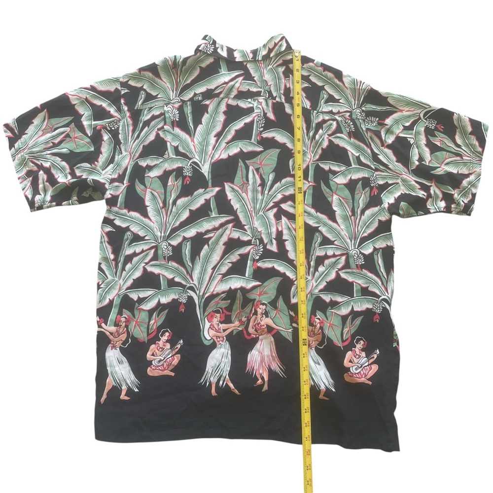 VTG Avanti Silk Hawaiian Original Hula Girls Palms Aloha Print Button Up Shirt L - Picture 8 of 8